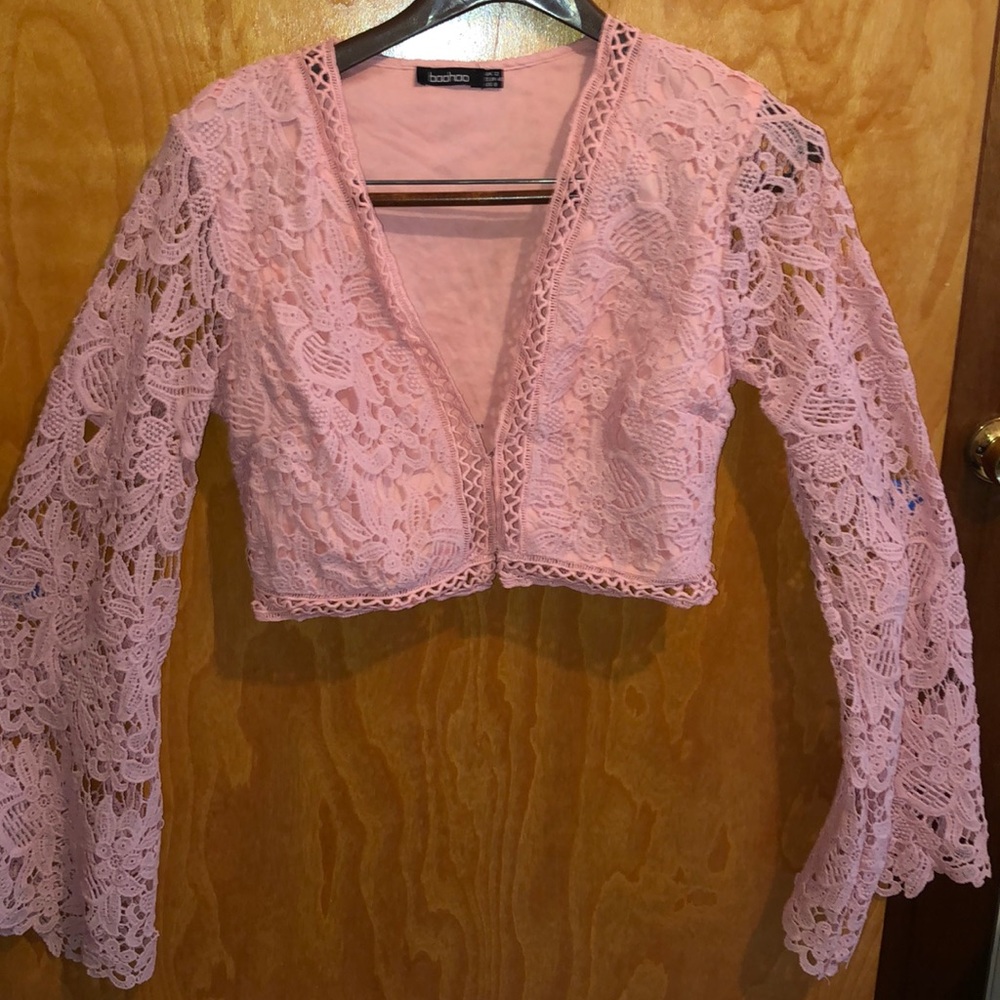 Flare Sleeve Lace Crochet Blouse